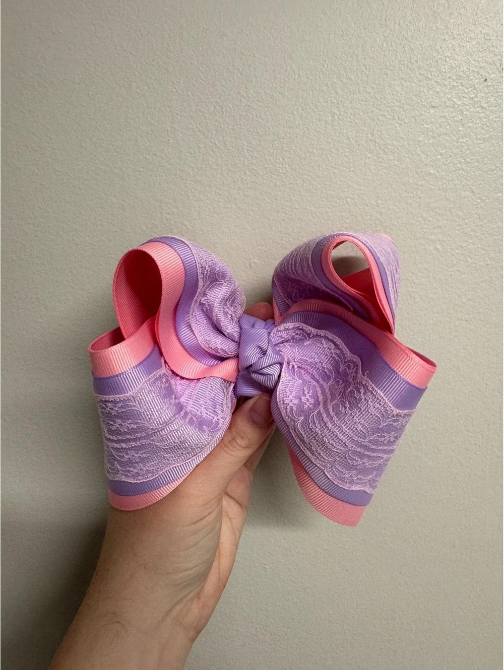 Lavender Pink Lace Boutique Hair Bow | 5 Inch Girls Alligator Clip Accessory